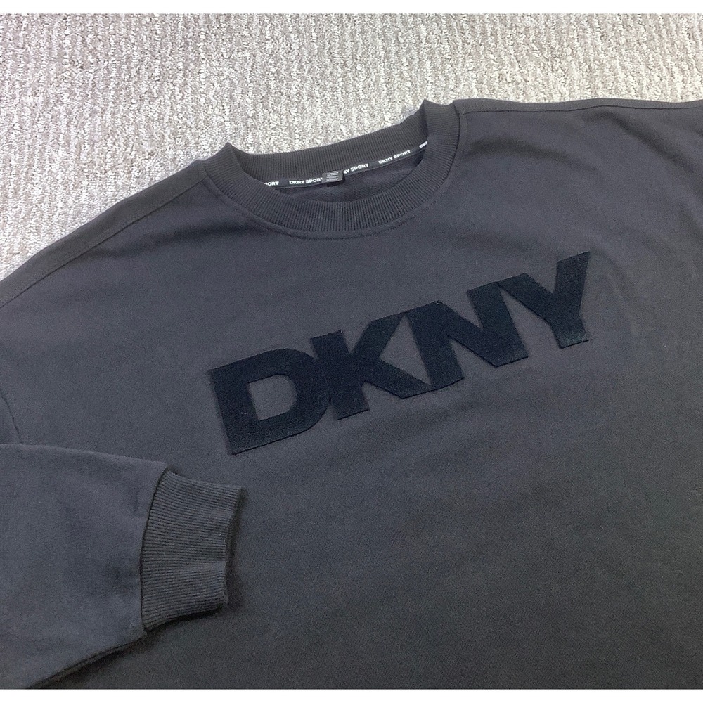 DKNY Sport Black Logo Sweatshirt Crewneck Pullover Casual Activewear Size‎ S NWT